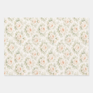 Bridal Floral Pattern Wrapping Paper Sheets