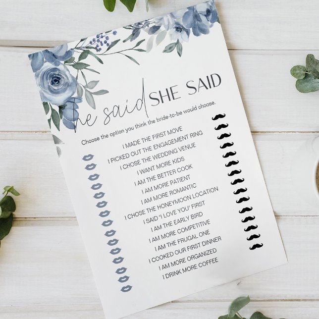 Bridal Game He Said She Said Dusty Blue Flowers (Creator Uploaded)