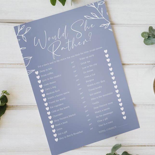 Bridal Game Would She Rather Periwinkle Flowers (Creator Uploaded)