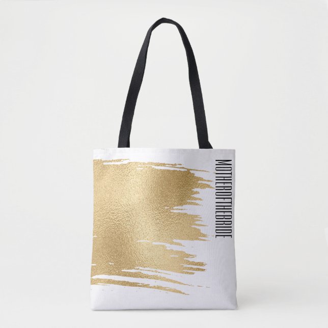 Bridal Gift Floral Tote Elegant Gold and Black (Front)
