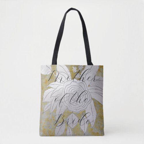 Bridal Gift Floral Tote Elegant Silver and Gold