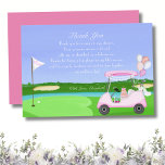 Bridal Golf Cart Bridal Shower Brunch Party Thank You Card<br><div class="desc">This golf-themed bridal shower thank you card is crafted with the bride-to-be at the heart of its design. It features a heart-shaped putting green and a flag pin fluttering in the breeze, emblazoned with the words "Bride to Be." The golf cart is festively adorned with champagne, gifts, a tiara, and...</div>