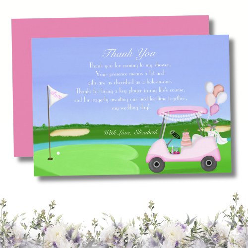 Bridal Golf Cart Bridal Shower Brunch Party Thank You Card