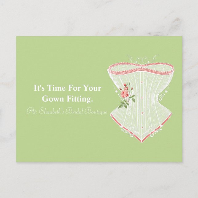 Bridal Gown Fitting Reminder Postcard (Front)