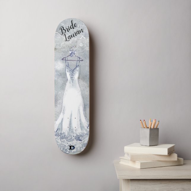 Bridal Gown in Distressed Gray and White Dd Brand  Skateboard (Wall Art)