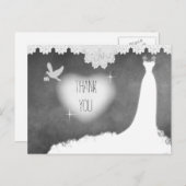 Bridal Gown on Chalkboard with Lace & White Dove Postcard (Front/Back)