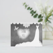 Bridal Gown on Chalkboard with Lace & White Dove Postcard (Standing Front)
