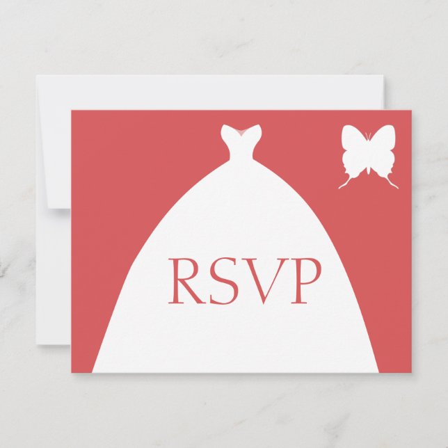 Bridal Gown Pink RSVP Card (Front)