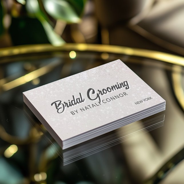 Bridal Grooming Elegant Grey Soft Glitter Business Card (Perfect for business)