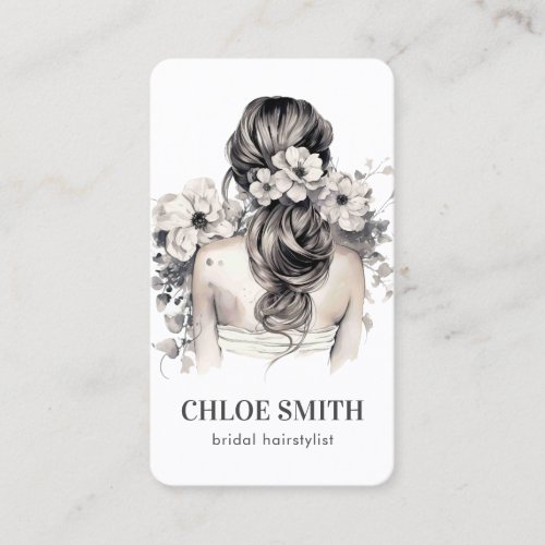 Bridal Hairstylist Wedding Specialist Watercolor Business Card