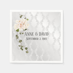 Bridal Hydrangea Bouquet on White Satin Napkins