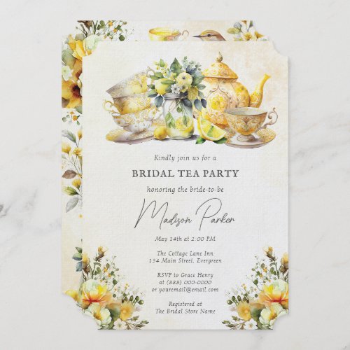 Bridal Lemon Tea Party Vintage Invitation