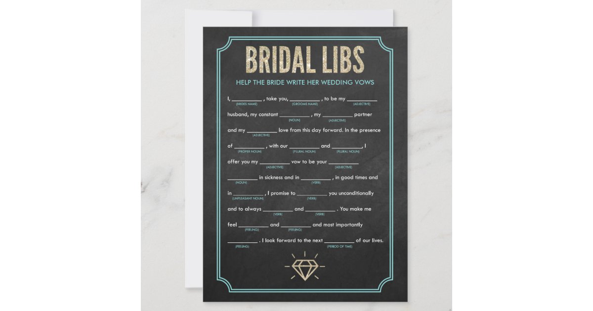 Bridal Libs Bachelorette Party Game Card (blue) | Zazzle