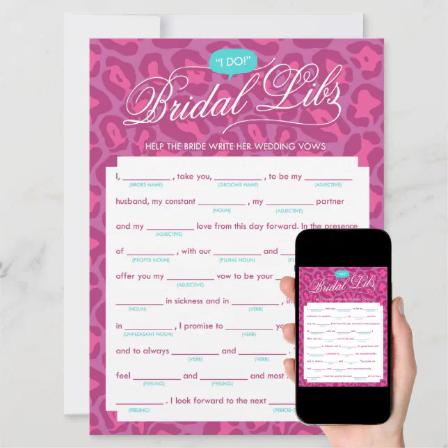 Bridal Libs Bachelorette Party Game Card (leopard) | Zazzle