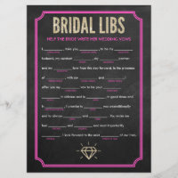 Bridal Libs Bachelorette Party Game Card (pink)
