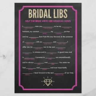 Bridal Libs Bachelorette Party Game Card (pink)
