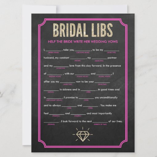 Bridal Libs Bachelorette Party Game Card (pink) | Zazzle