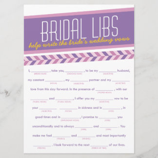Bridal Libs Bachelorette Party Game Card (purple)