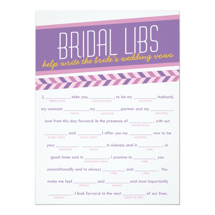 Bridal Libs Bachelorette Party Game Card (purple) | Zazzle.com