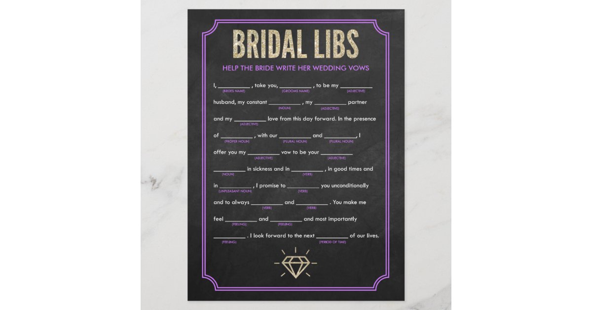 Bridal Libs Bachelorette Party Game Card (purple) | Zazzle.com
