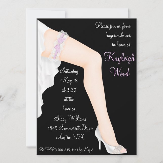 Bridal Lingerie Shower Personalized Invitation (Front)