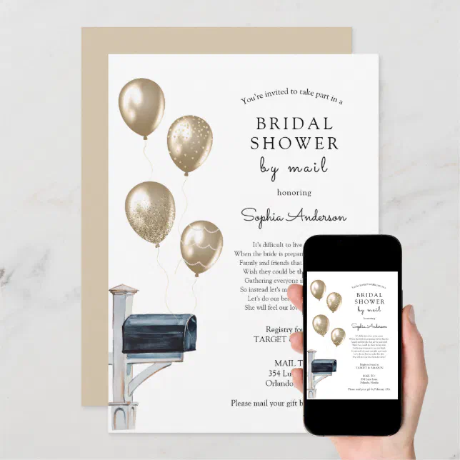 Bridal Long Distance Shower by Mail Invitation Zazzle