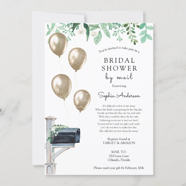 Bridal Long Distance Shower by Mail Invitation (Front)