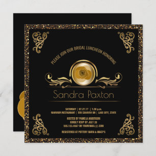 Bridal Luncheon Black Gold   Wedding Bridal Shower Invitation