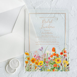 Bridal Luncheon Boho Colorful Wildflowers Acrylic Invitations