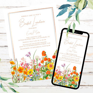 Bridal Luncheon Boho Colorful Wildflowers Invitation