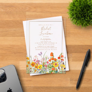 Bridal Luncheon Boho Wild Flowers Bridal Shower Acrylic Invitations