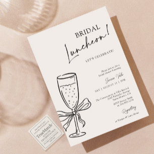 Bridal Luncheon Champagne Black Bow Bridal Shower Invitation