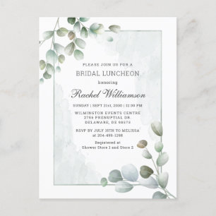 Bridal Luncheon Eucalyptus Greenery Watercolor Invitation Postcard