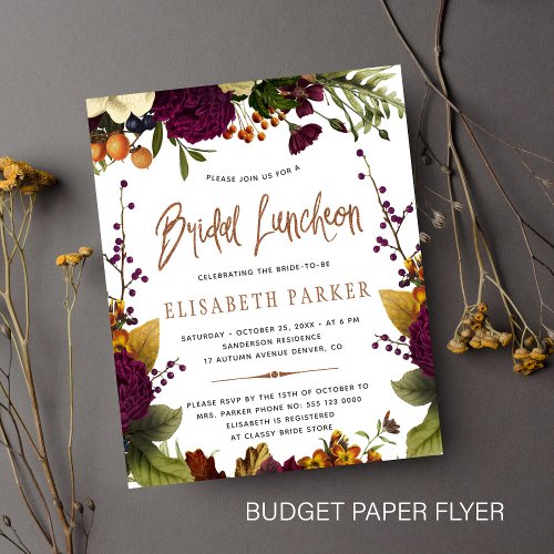 Bridal luncheon fall budget bridal shower flyer