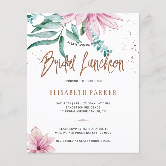 Bridal luncheon floral bridal shower invitation (Front)