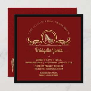 Bridal Luncheon Gold Red Wedding Bridal Shower Invitation