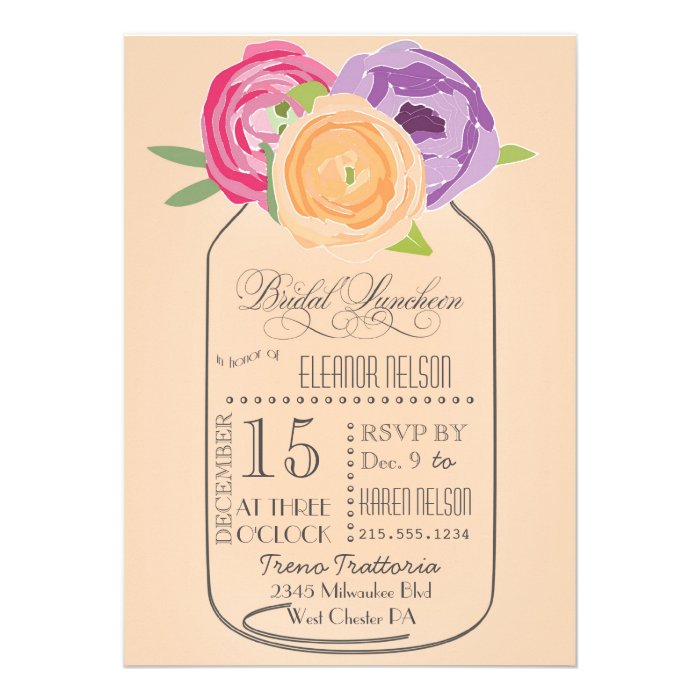 Bridal Luncheon Mason Jar Chalkboard Invitations