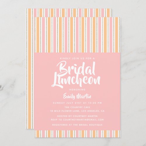 Bridal Luncheon Modern Pink Gold Bridal Shower Inv Invitation