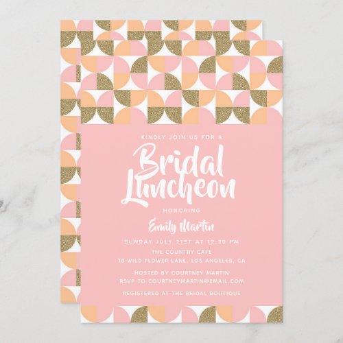 Bridal Luncheon Modern Pink Gold Bridal Shower Invitation