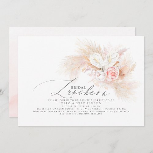 Bridal Luncheon Pampas Grass Floral Exotic Shower Invitation