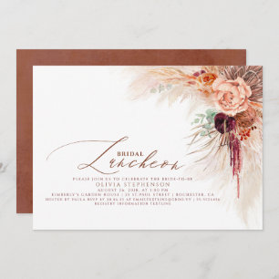 Bridal Luncheon Pampas Grass Terracotta Shower Invitation