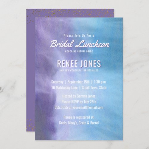 Bridal Luncheon  Pastel Lavender Purple Blue Invitation