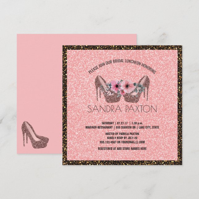 Bridal Luncheon Pink Glitter | Wedding Shower Invitation (Front/Back)