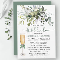 Bridal Luncheon Watercolor Greenery Sage Green Bow