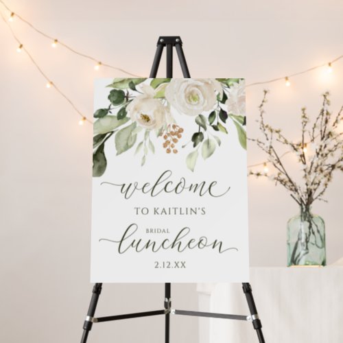 Bridal Luncheon Welcome Sign White Floral Greenery