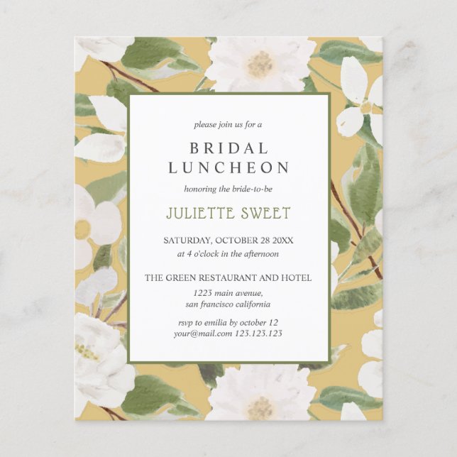 Bridal Luncheon | White Flowers leaves yellow (Front)