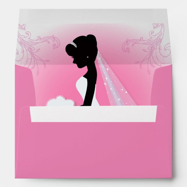 Bridal Mrs Right Pink bride silhouette Envelope (Back (Bottom))