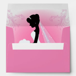 Bridal Mrs Right Pink bride silhouette Envelope