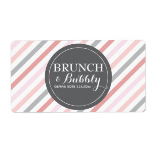 Bridal or Baby Shower Stripes Mini Champagne Label