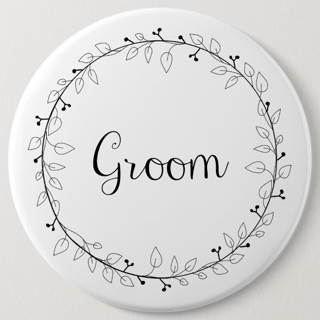 Bridal party badges Groom Button (Front)
